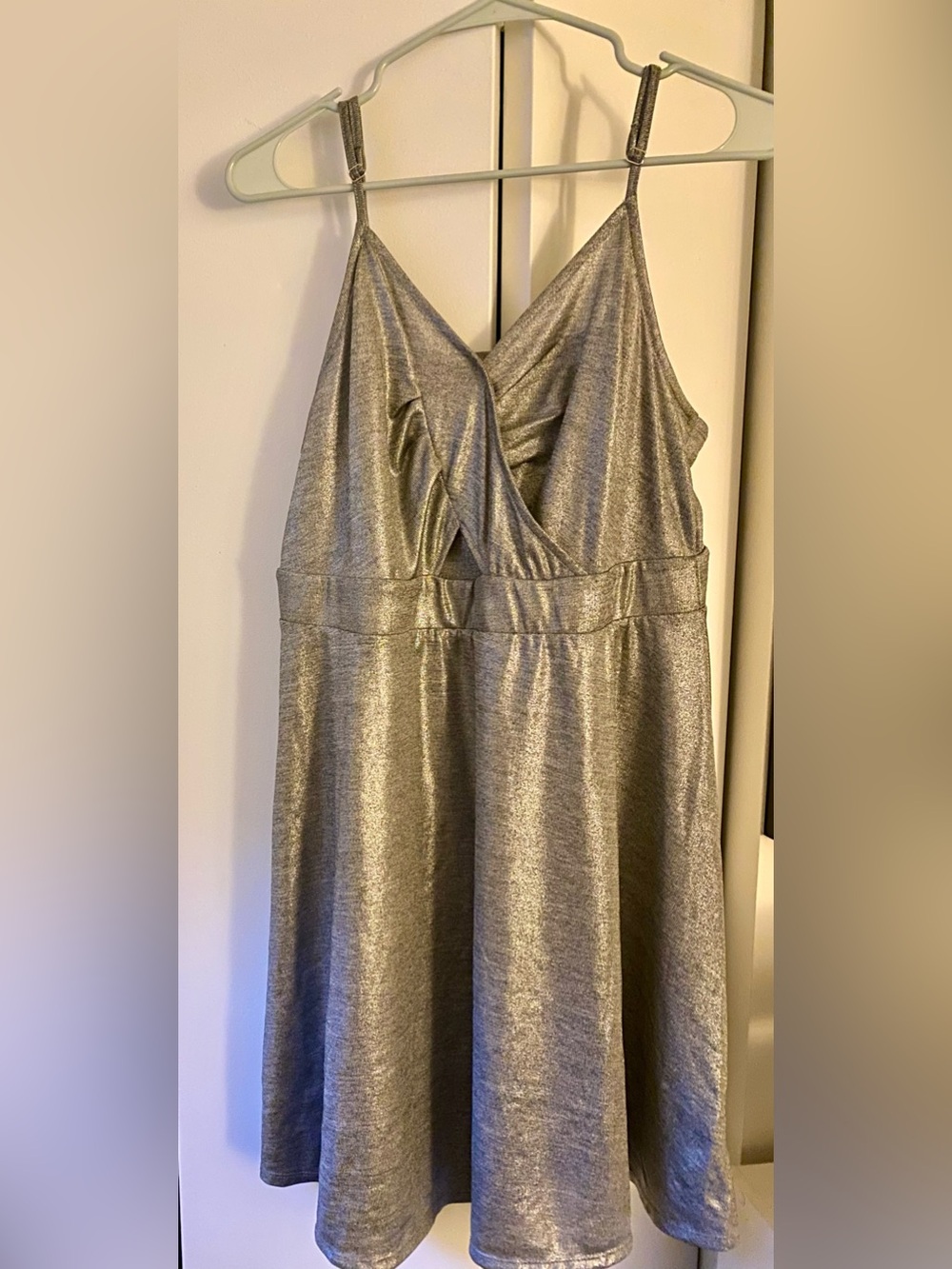 Xhilaration Silver Metallic Spaghetti Strap Dress